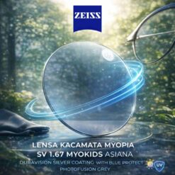 Lensa Kacamata Myopia SV 1.67 MYOKIDS ASIANA DURAVISION SILVER COATING WITH BLUE PROTECT UV PHOTOFUSION GREY ZEISS