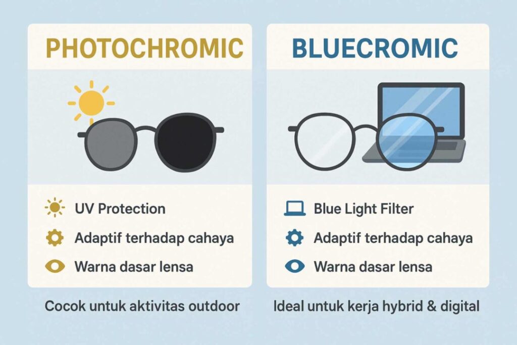 Perbedaan Kacamata Photochromic dan Bluecromic