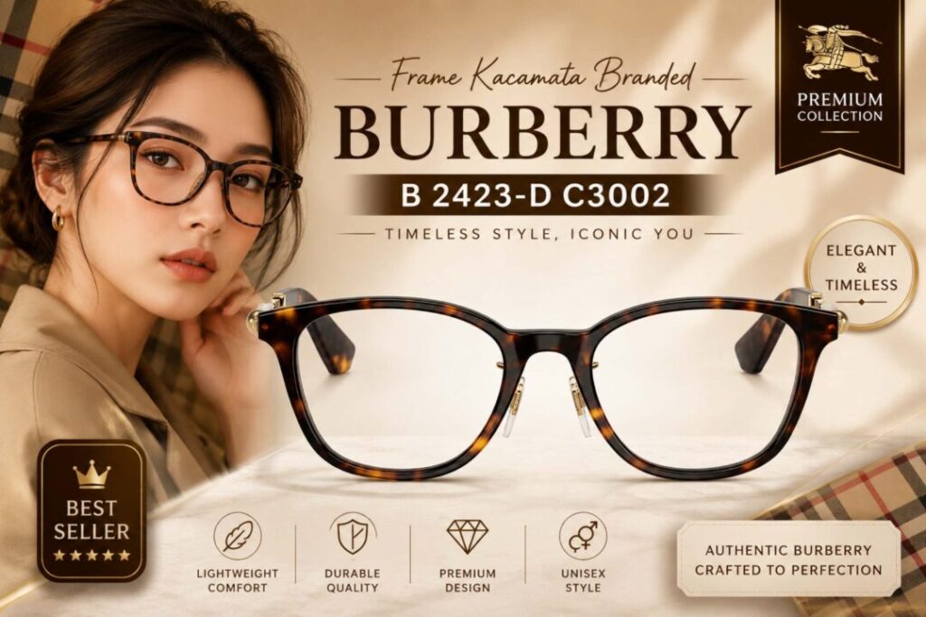 Frame Kacamata Branded Burberry B 2423-D C3002