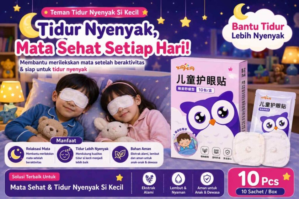 Masker Mata Jiong Xiao Jiong Ungu – Eye Patch Bantu Tidur Nyenyak & Lindungi Mata (Isi 10 Pasang)