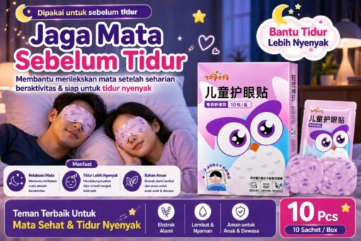 Masker Mata Jiong Xiao Jiong Ungu – Eye Patch Bantu Tidur Nyenyak & Lindungi Mata (Isi 10 Pasang)