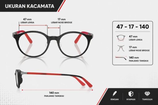 Frame Kacamata Anak Branded RayBan RB 1625D 3876 Ukuran