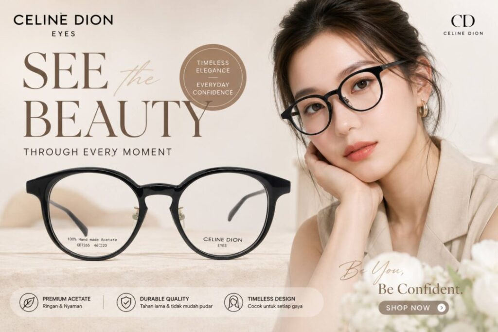 Frame Kacamata Branded Celine Dion Eyes CD7265 C10 Cover