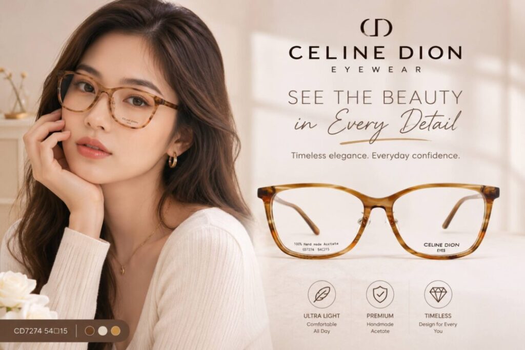 Frame Kacamata Branded Celine Dion Eyes CD7274 C60 Cover