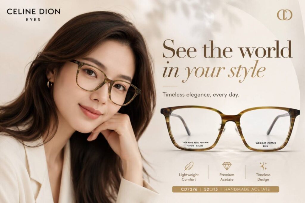 Frame Kacamata Branded Celine Dion Eyes CD7276 C60 Cover