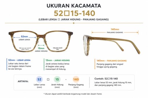 Frame Kacamata Branded Celine Dion Eyes CD7276 C60 Ukuran
