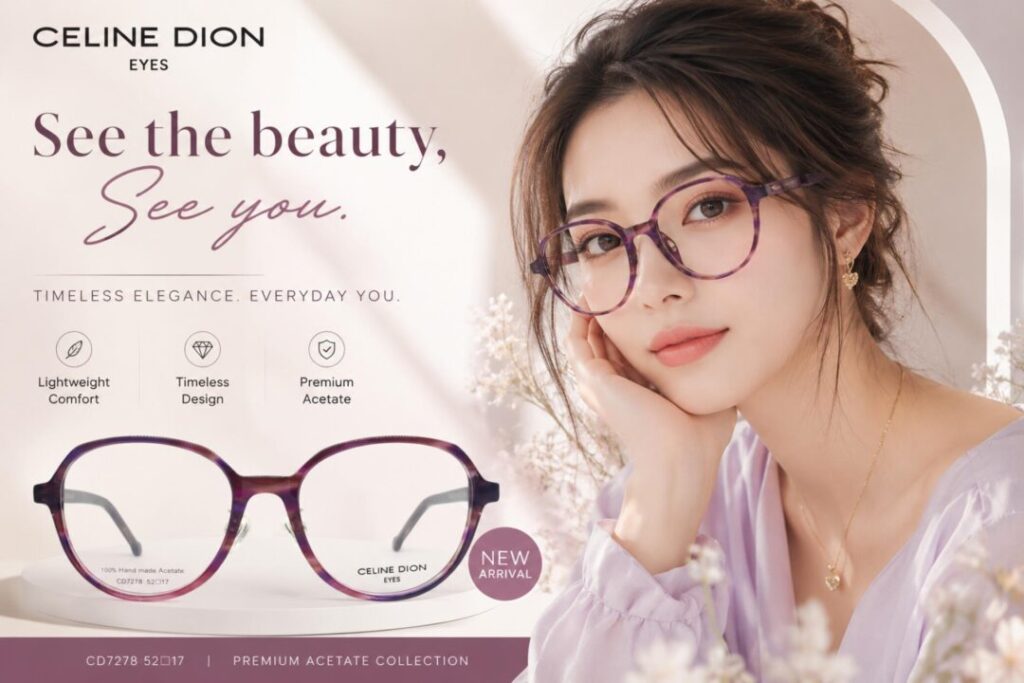 Frame Kacamata Branded Celine Dion Eyes CD7278 C68 Cover