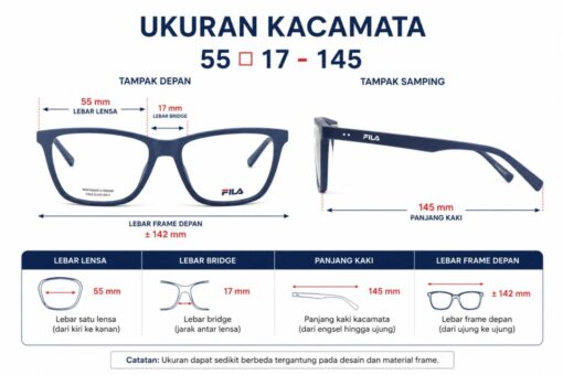 Frame Kacamata Branded Fila VFI991I C06QS Ukuran