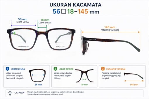 Frame Kacamata Branded Nautica N8009LB C206 Ukuran
