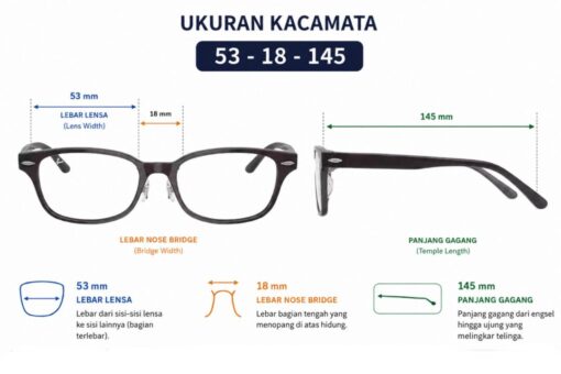Frame Kacamata Branded RayBan RB 5427D 8290 Ukuran