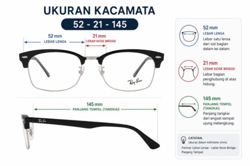 Frame Kacamata Branded Rayban RB 3916-V 2000 Penjelasan Ukuran