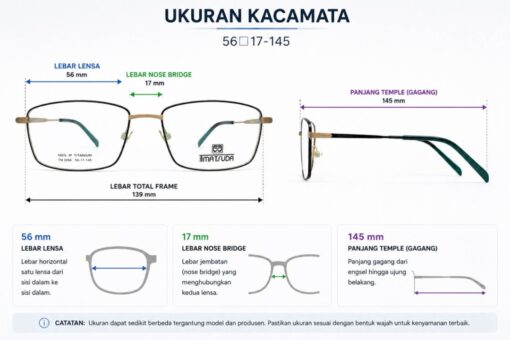 Frame Kacamata Branded TMatsuda TM 2254 C1011 Ukuran