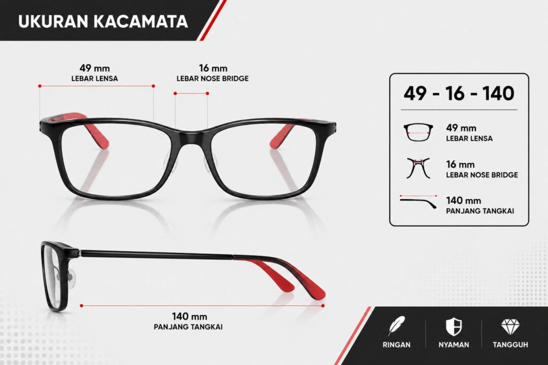 Frame Kacamata Anak Branded RayBan RB 1626D 3876 Ukuran
