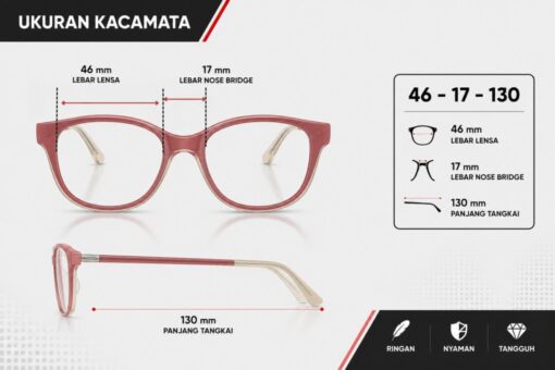 Frame Kacamata Anak Branded RayBan RB 1950 7204 Tampak Ukuran
