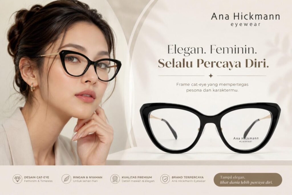 Frame Kacamata Branded Ana Hickman AH6582IN A01