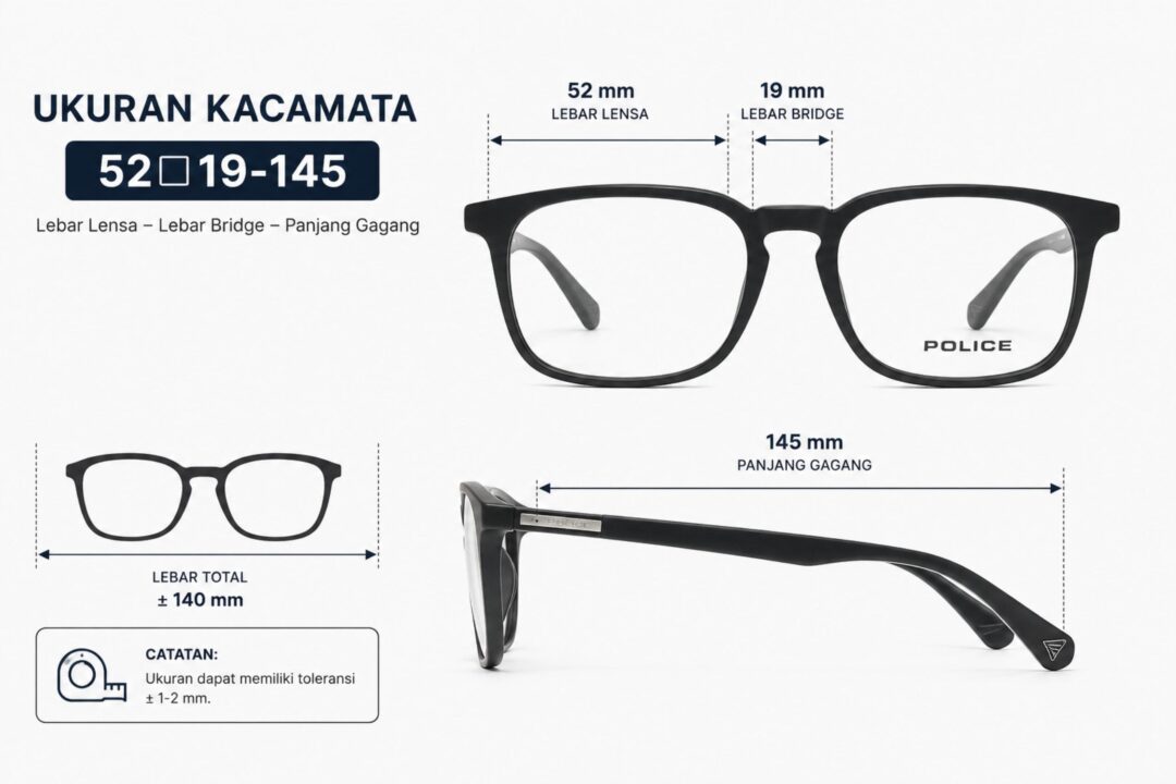 Frame Kacamata Clip On Branded Police UPLQ67 COL.U28P Ukuran