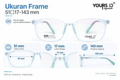 Frame Kacamata Anak Yours ID 9510 C3 Ukuran