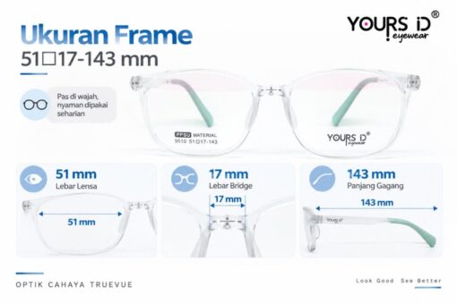 Frame Kacamata Anak Yours ID 9510 C4 Ukuran