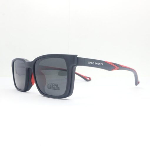 Frame Kacamata Clip On Viral Sport 1500 C3 tampak serong kiri dengan clip on