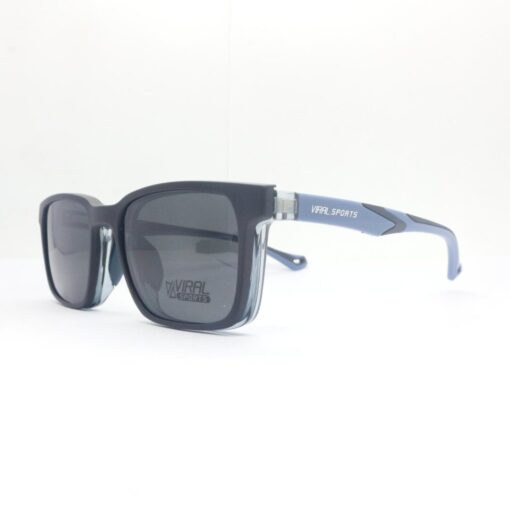 Frame Kacamata Clip On Viral Sport 1500 C7 Tampak serong kiri dengan clip on