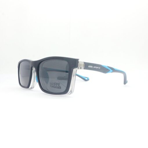Frame Kacamata Clip On Viral Sport 1505 C6 Tampak serong kiri pakai clip on