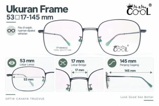 Frame Kacamata Mr & Mrs Cool 10092 C6 Ukuran