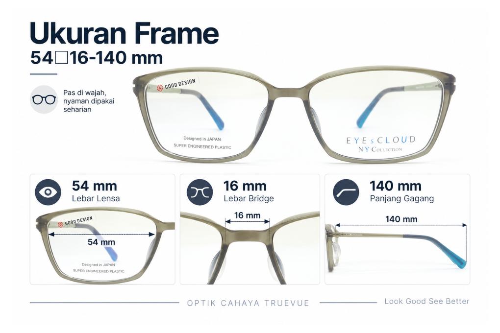 Frame Kacamata Branded Eyes Cloud EC-708 C5 Ukuran
