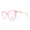 Frame Kacamata Clip On Callista TR9902 C4 tampak serong kiri dengan clip on pink